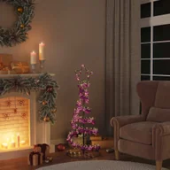 Choinki - vidaXL Choinka w kształcie stożka z bombkami 80 LED ciepły biały 120 cm - miniaturka - grafika 1