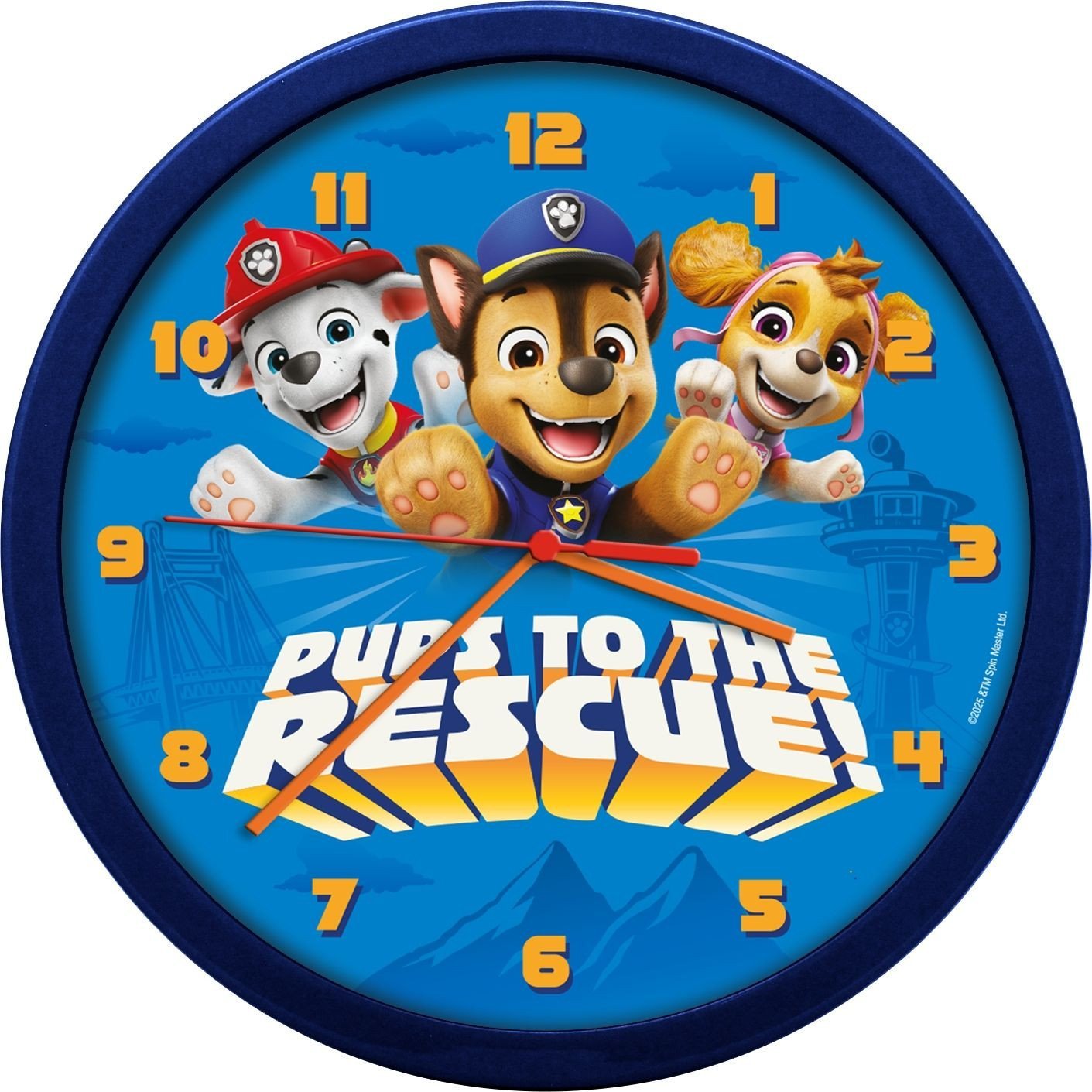 Zegar Ścienny na Ścianę Duży 25cm dla Dziecka Dzieci Psi Patrol Paw Patrol / PAW20002