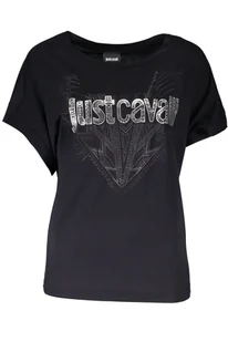 T-SHIRT Z KRÓTKIM RĘKAWEM JUST CAVALLI CZARNY - Koszulki i topy damskie - miniaturka - grafika 1