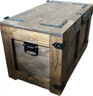Rustykalna Skrzynia Z Drewna Na Kołach 80 Cm. Kufer Drewniany Z Metalowymi Elementami - Ławy i stoliki kawowe Rustykalna Skrzynia Z Drewna Na Kołach 80 Cm. Kufer Drewniany Z Metalowymi Elementami - Ławy i stoliki kawowe - miniaturka - grafika 1