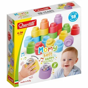 Quercetti miękkie klocki Momy z grzechotką 18 elementów - Klocki - miniaturka - grafika 1