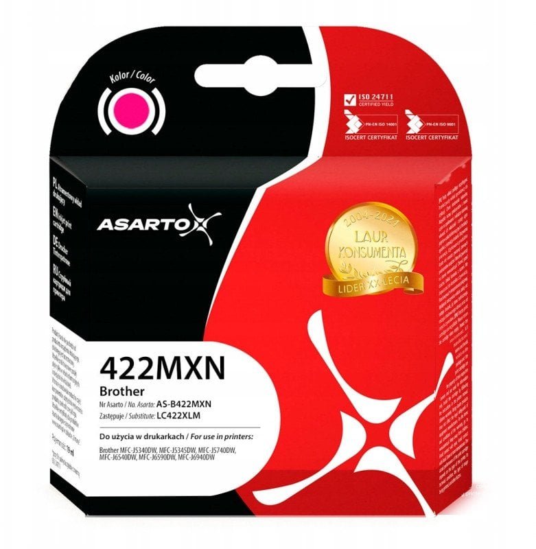 Tusz Asarto do Brother 422YXN LC422XLY 1500 str. 19ml yellow