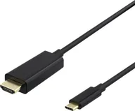 Kable komputerowe i do monitorów - Kabel Deltaco USB-C - HDMI cable 4K UHD, auksinis plated, 1m, juodas / USBC-HDMI1010-K / R00140019 - miniaturka - grafika 1