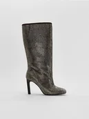 Kozaki damskie - Reserved - Kozaki z błyszczącymi aplikacjami - srebrny - miniaturka - grafika 1