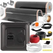 Ogrzewanie podłogowe - Folia grzewcza na podczerwień MISSION AIR 160 W/m² Black Silver PTC 1 m² (1 m x 100 cm) + regulator Aries Czarny - miniaturka - grafika 1