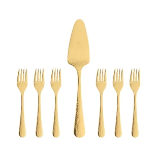 Zestaw widelczyków do ciasta z łopatką dla 6 osób ANTIQUE GOLD - Zestawy sztućców - miniaturka - grafika 1