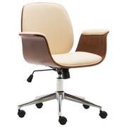 Fotele i krzesła biurowe - vidaXL Krzesło biurowe, kremowe, gięte drewno i sztuczna skóra - miniaturka - grafika 1