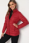 Kurtki damskie - Bordowa Pikowana Kurtka z Kieszeniami Zapinanymi na Zamek Błyskawiczny Mivindra - miniaturka - grafika 1