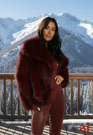 Płaszcze damskie - Bordowa Elegancka Kurtka Futerko z Kołnierzem Vertirida - miniaturka - grafika 1