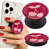Uchwyty samochodowe do telefonów - Uchwyt do telefonu Popsocket na palce/stojak WIŚNIE NA BORDOWYM TLE - miniaturka - grafika 1