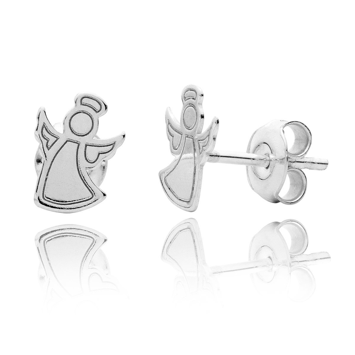 Kolczyki aniołki sztyft srebrne rodowane