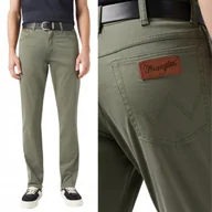 Spodnie męskie - Wrangler TEXAS SLIM Dusty Olive KLASYCZNE ZIELONE MATERIAŁOWE W32 L32 - miniaturka - grafika 1