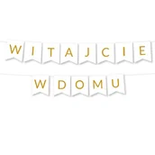Dekoracje sali - Girlanda Witajcie w Domu - BANER napis - złota - miniaturka - grafika 1