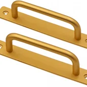 Zawiasy, okucia i inne akcesoria - Aluminiowa klamka do drzwi, klamka do drzwi szafki, rozstaw otworów 160 mm, 2 sztuki, złota - miniaturka - grafika 1