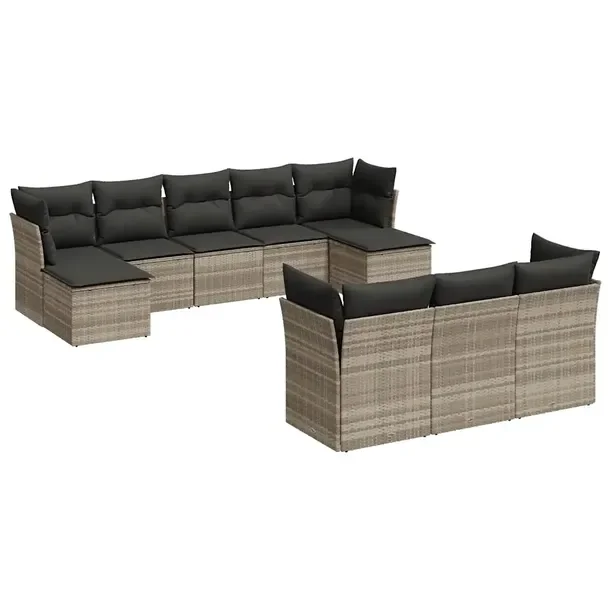 Zestaw mebli ogrodowych modułowych jasnoszary rattan PE 55x62x69 cm