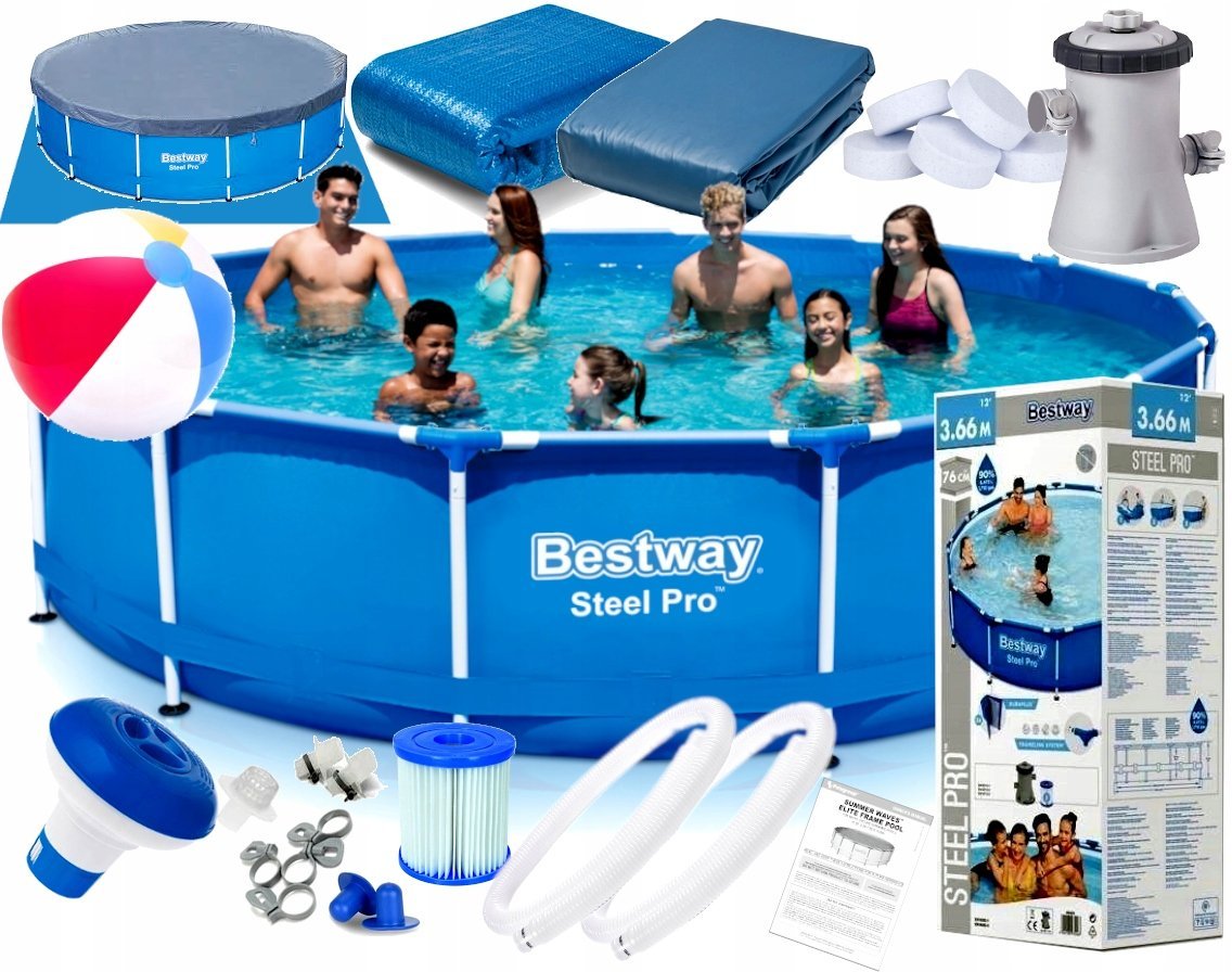 BASEN STELAŻOWY 366X76 Bestway ogrodow ZESTAW