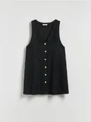 Sukienki - Reserved - Tweedowa sukienka mini - czarny - miniaturka - grafika 1