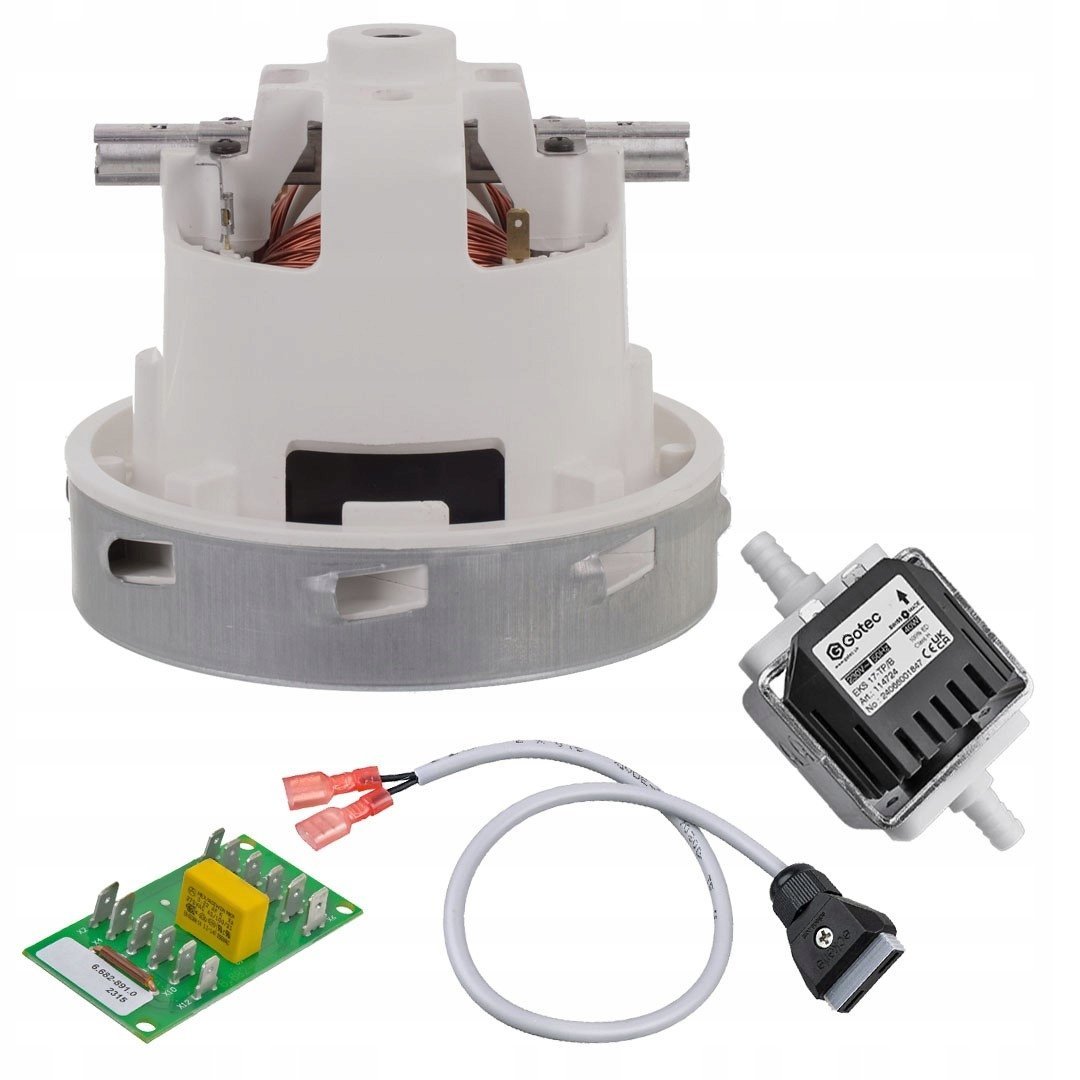 ZESTAW NAPRAWCZY do KARCHER PUZZI 8/1 Silnik Płytka Pompa GOTEC Przewód