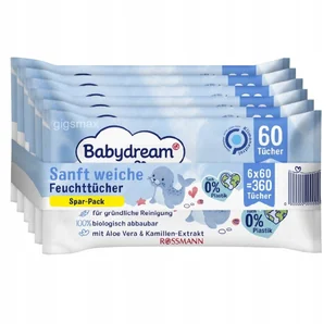 Chusteczki nawilżane Babydream senitive 6x 60 szt. - Chusteczki nawilżane - miniaturka - grafika 1