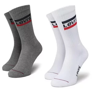 Zestaw 2 par wysokich skarpet unisex LEVI'S - 37157-0151 White/Grey - Skarpetki damskie - miniaturka - grafika 1