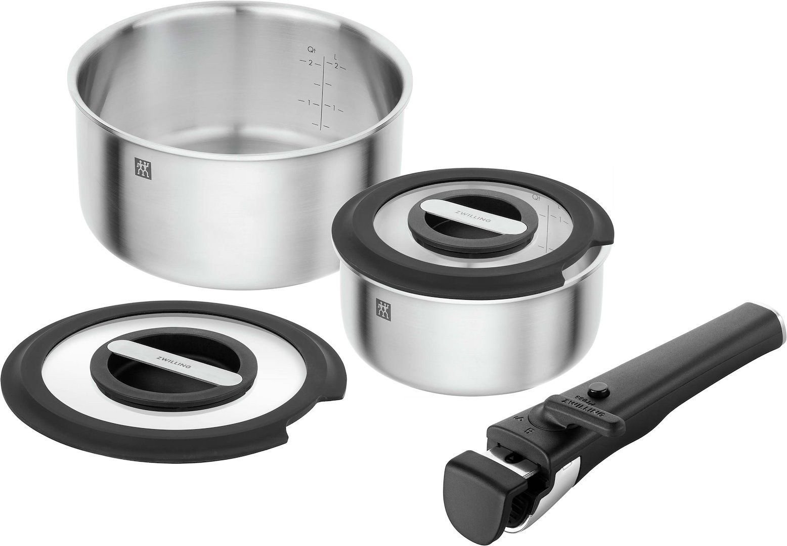 Zwilling ZWILLING UNLOCK Zestaw 2 garnków z pokrywkami + uchwyt