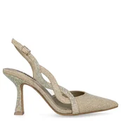 Czółenka - Szpilki bez pięty z cyrkoniami - MENBUR 24788 ZŁOTE - miniaturka - grafika 1