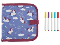 Zabawki kreatywne - Crelando Zestaw 6 kolorowanek zmywalnych (Jednorożec) - miniaturka - grafika 1