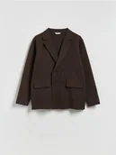 Swetry męskie - Reserved - Kardigan z domieszką wełny - ciemnobrązowy - miniaturka - grafika 1