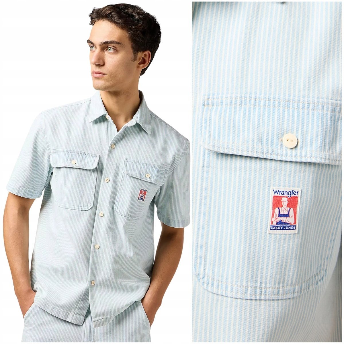 Wrangler Casey Jones Shirt bawełniana koszula w paski krótki rękaw S