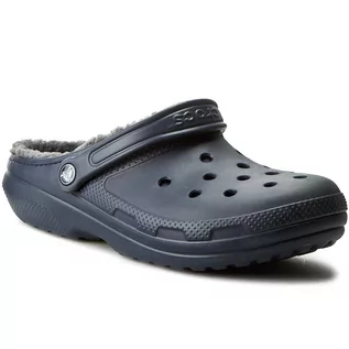 Klapki i japonki damskie - Crocs Klapki Classic Lined Clog 203591 Navy/Charcoal - grafika 1