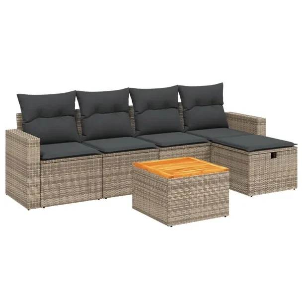 Modułowy zestaw mebli ogrodowych szary z rattanem PE i stalą 55x62x69 cm