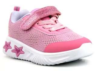 Buty dla dziewczynek - Sportowe buty dziecięce z gwiazdkami - AMERICAN CLUB ES69/22, różowe - grafika 1
