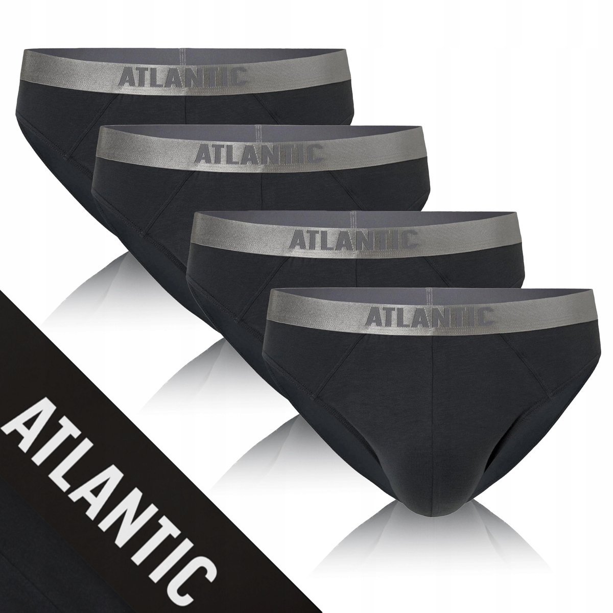 SLIPY MĘSKIE 4-pak bawełniane miękkie sport grafitowe Atlantic *L
