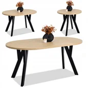 Stoły - Rozkładany Okrągły Stół Do Jadalni Borneo Dąb Kamienny Czarny - miniaturka - grafika 1