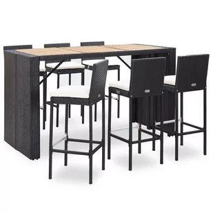 vidaXL 7 częściowy zestaw mebli barowych z poduszkami rattan PE czarny 49562 49562 - Pozostałe meble ogrodowe - miniaturka - grafika 1