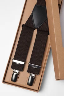 Brązowe szelki męskie 00018D80HSA - Moda i Uroda OUTLET - miniaturka - grafika 1