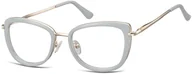 Okulary korekcyjne, oprawki, szkła - Sunoptic Okulary oprawki korekcyjne kocie oczy zerówki flex MTR-99A szaro-złote - miniaturka - grafika 1