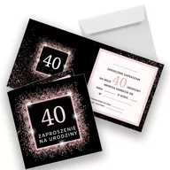 Kartki okolicznościowe i zaproszenia - Zaproszenia na 40 Urodziny Różowy Brokat - 10 sztuk - miniaturka - grafika 1
