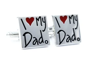 Srebrne spinki do mankietów - I love my Dad U48 - Spinki do mankietów i krawatów - miniaturka - grafika 1