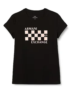 Armani Exchange Koszulka damska Cotton Jersey Crew Neck Racing Fitted Tee T-Shirt, czarny, S - Koszulki i topy damskie - miniaturka - grafika 1