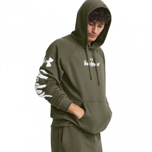 Męska bluza dresowa nierozpinana z kapturem Under Armour UA Rival Fleece Graphic HD - oliwkowa/khaki - UNDER ARMOUR - Bluzy sportowe męskie - miniaturka - grafika 1