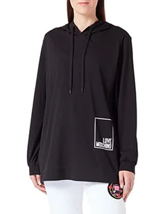 Love Moschino Damska koszulka o regularnym kroju z długim rękawem, czarna, rozmiar 46, czarny, 46 - Koszulki i topy damskie - miniaturka - grafika 1