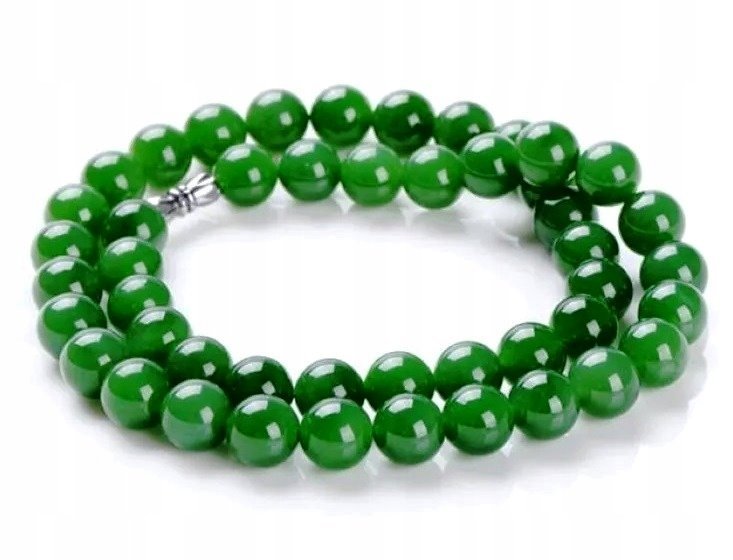 Zielony naszyjnik, wisiorek, przywieszka - KAMIEŃ JADEIT - 6,5 MM, 45 cm