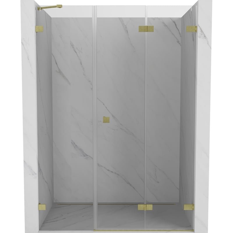Mexen Lunar-F drzwi prysznicowe składane prawe 145 cm, transparent, złote szczotkowane - 836S-145-050-55-00-P