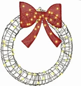 Ozdoby bożonarodzeniowe - vidaXL Wianek z 60 diodami LED Ciepła biel 75 cm rattan - miniaturka - grafika 1