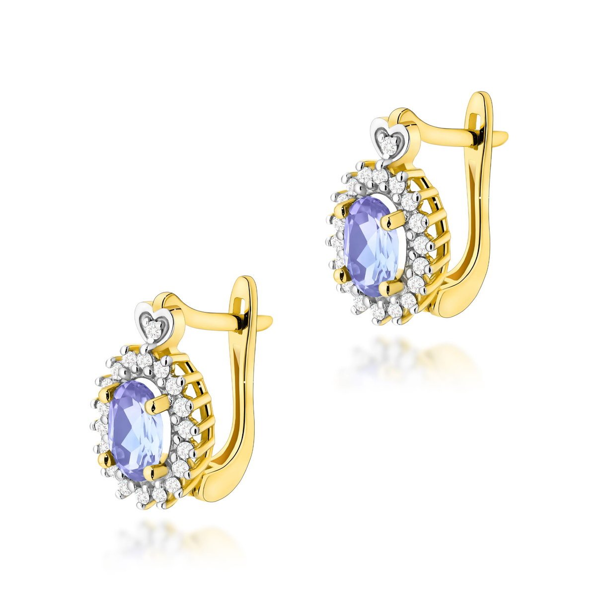 Złote kolczyki K0312 Tanzanit 2 x 0,40ct żółte złoto pr. 585