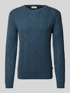 Sweter z dzianiny z okrągłym dekoltem - Swetry męskie - miniaturka - grafika 1