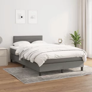 Lumarko Łóżko kontynentalne z materacem, ciemnoszara tkanina 120x200 cm - Łóżka - miniaturka - grafika 1