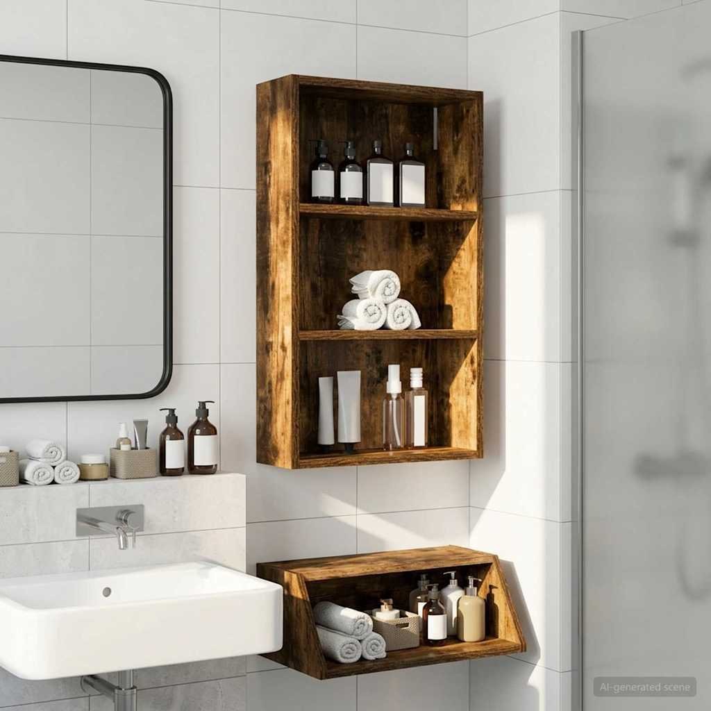 vidaXL vidaXL Szafka ścienna łazienkowa z półką Dąb Wędzony 40 x 14 x 70 cm