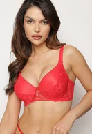 Biustonosze - Czerwony Koronkowy Biustonosz Full Cup Giselleth - miniaturka - grafika 1